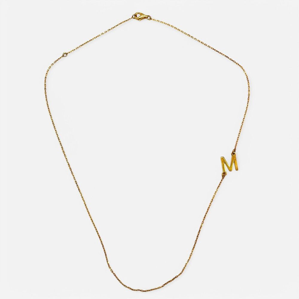 FAJEWELRY 14k Gold Plated Sterling Initial " M " Necklace‎ Sideways Letter